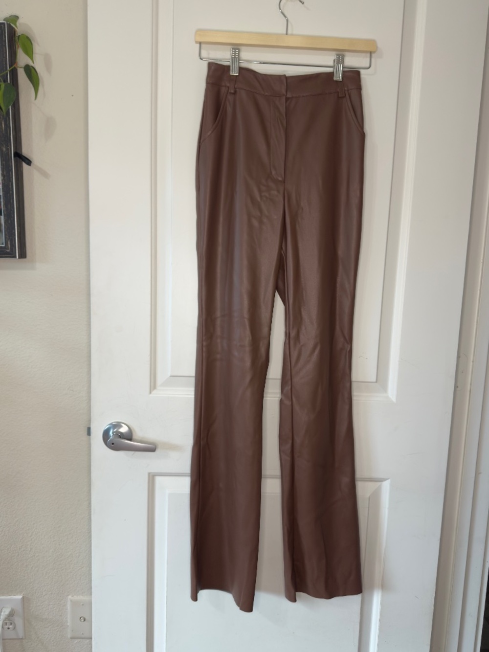 Meshki ‘Tyra’ Straight Leg Faux Leather High Rise - NWT - Chocolate - Size S